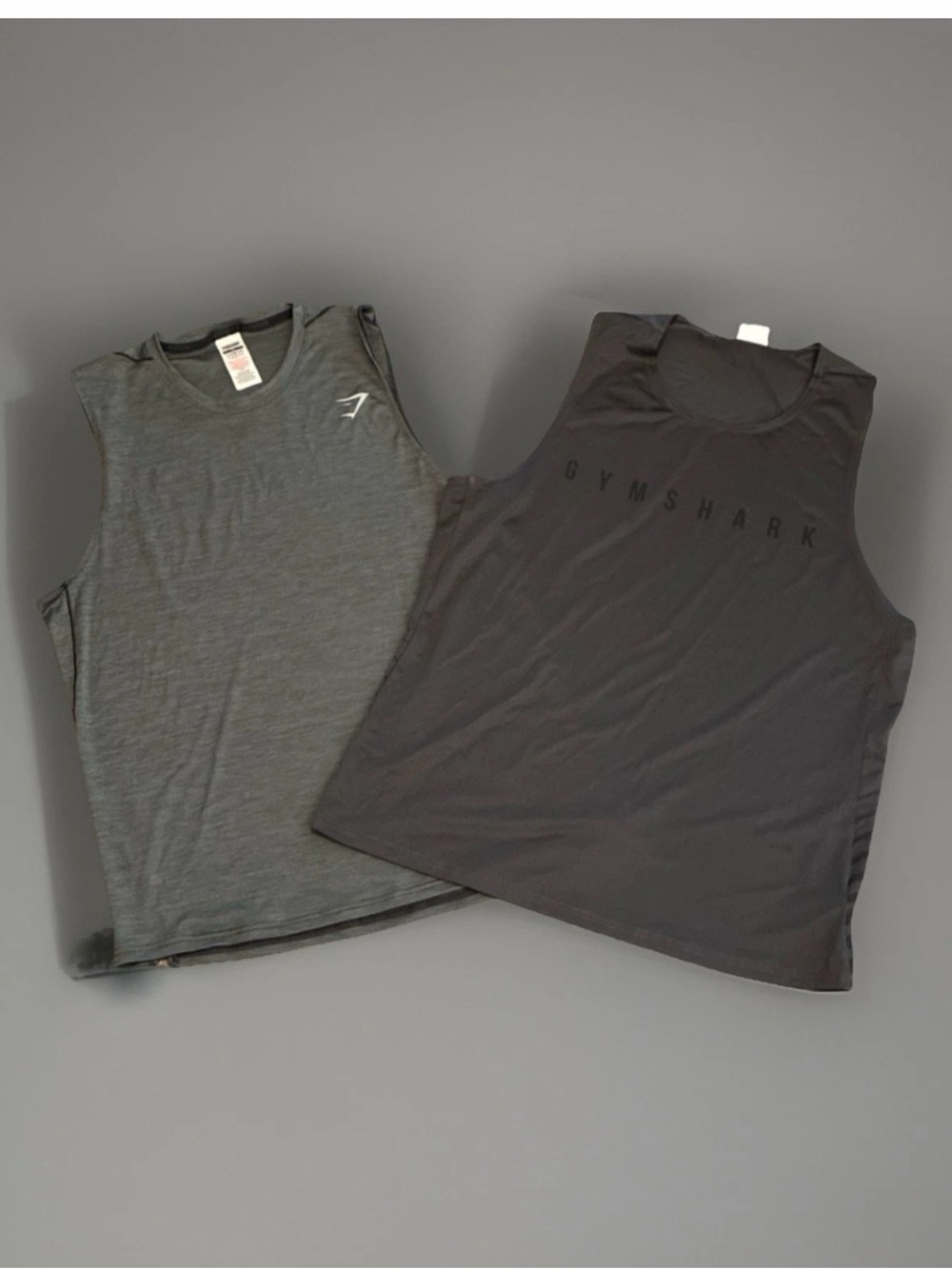 Men’s set of 2 Gymshark Black and Gray Sleeveless Athletic Tops Duo